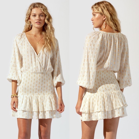 $270 revolve smocked SUBOO drop waist tiered mini dress - Picture 6 of 16